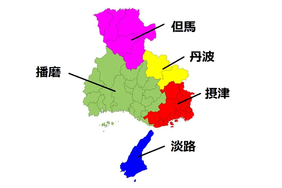 旧分類の兵庫県地図