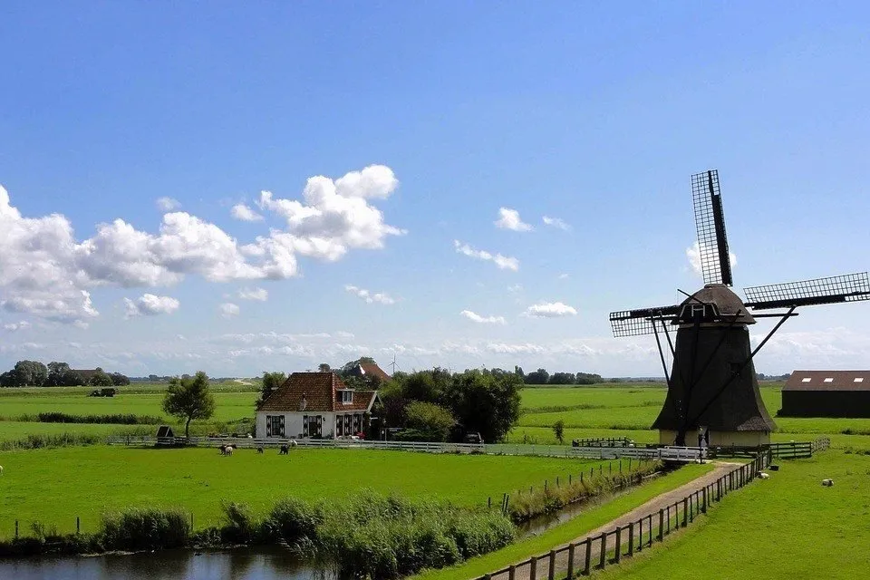 オランダの農村と風車